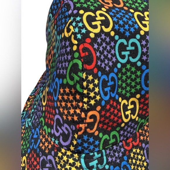 Gucci Multicolor GG Monogram Bucket Hat Rainbow Stars Made in Italy - Picture 4 of 11